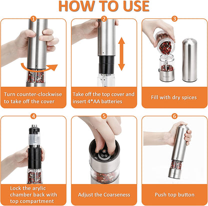 Electric Salt and Pepper Grinder Set